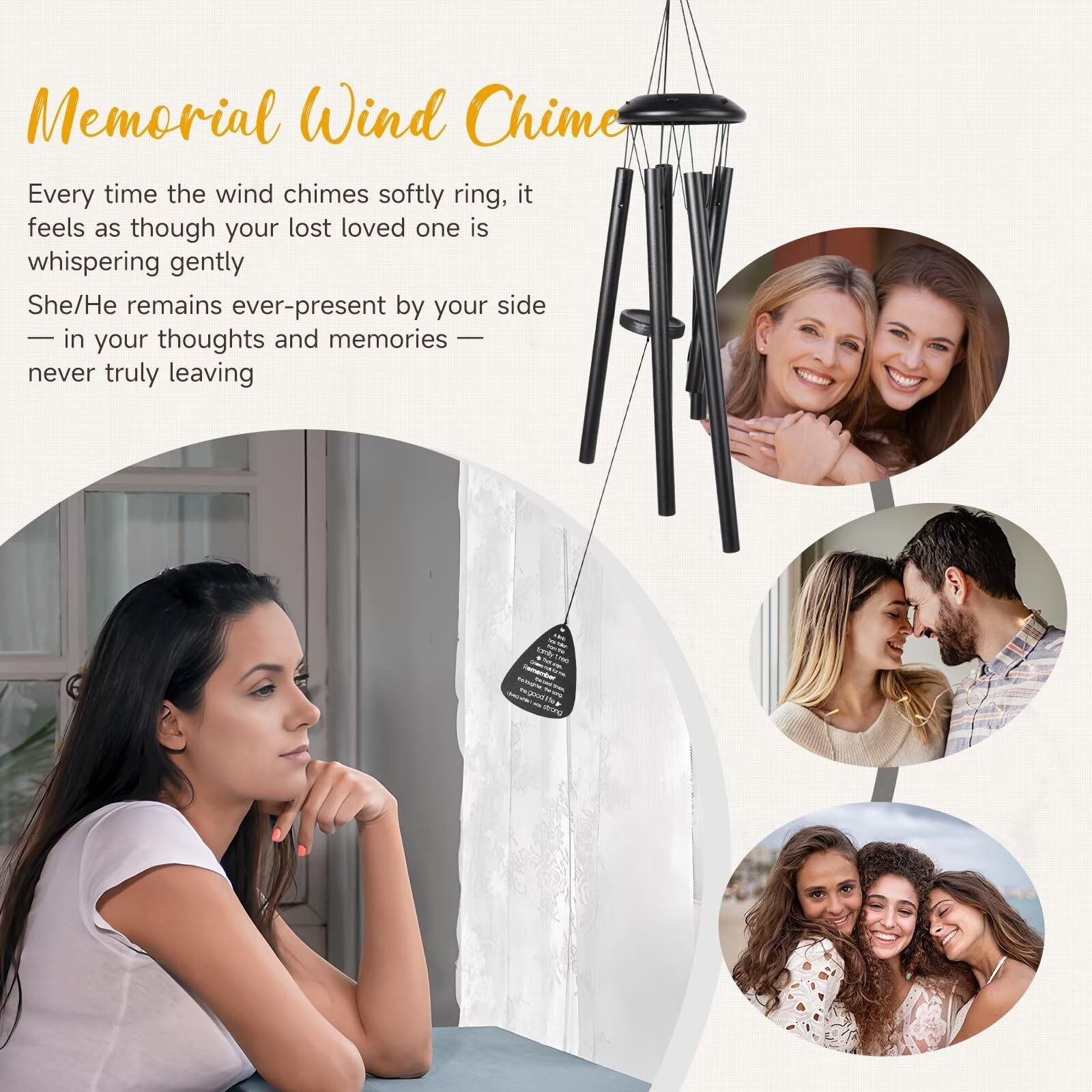 Memorial Gifts for Loss of Loved one, 25”Memorial Wind Chimes of Sympathy Gi…