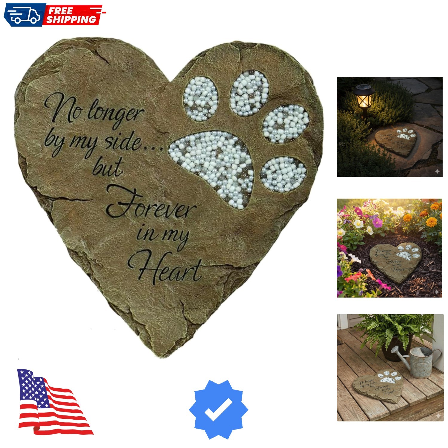 98843 Pet Memorial Garden Stone, Brown