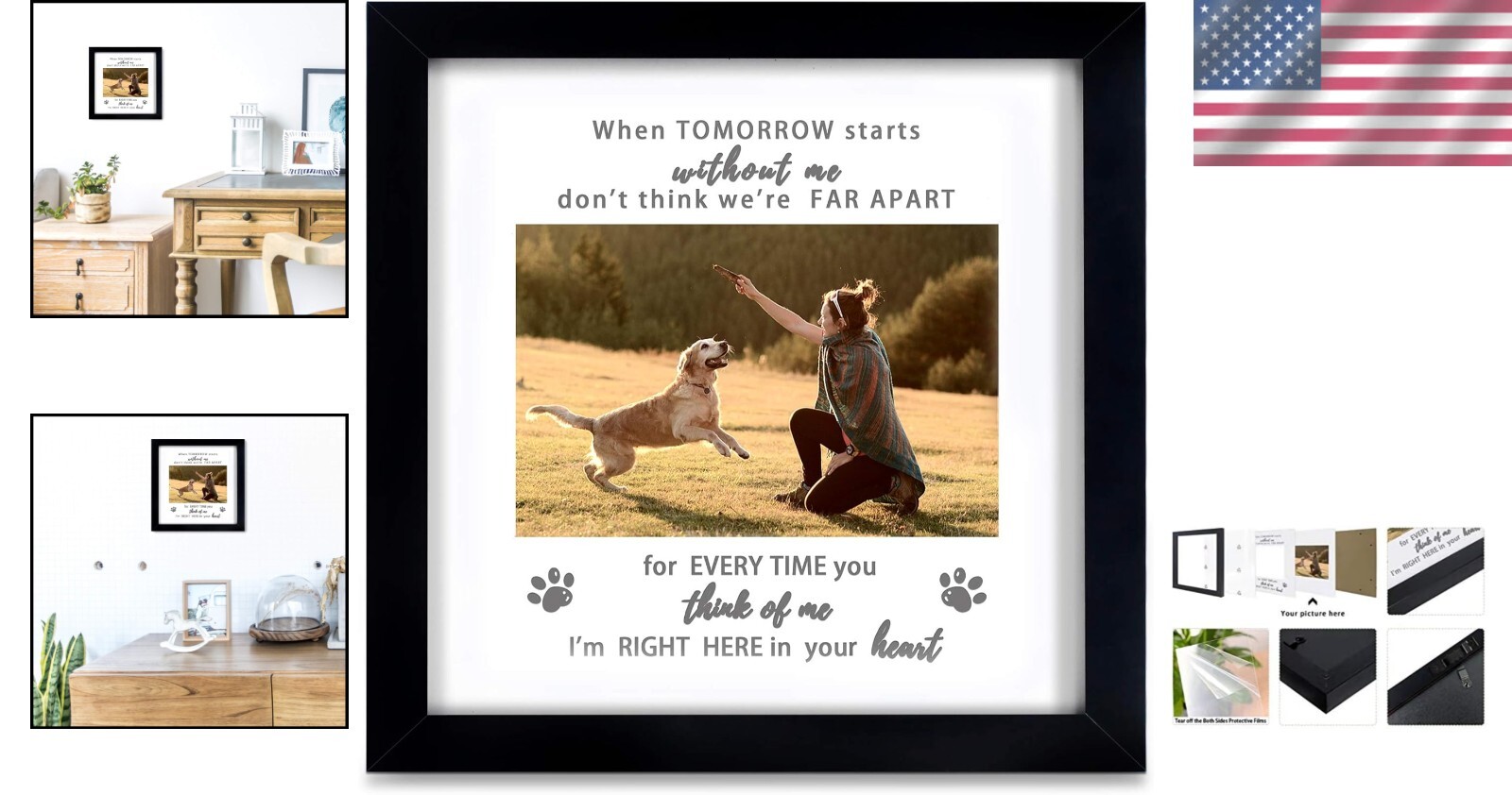 Heartfelt 9×9 Pet Memorial Picture Frame – Comforting Tributes for Furry Friends