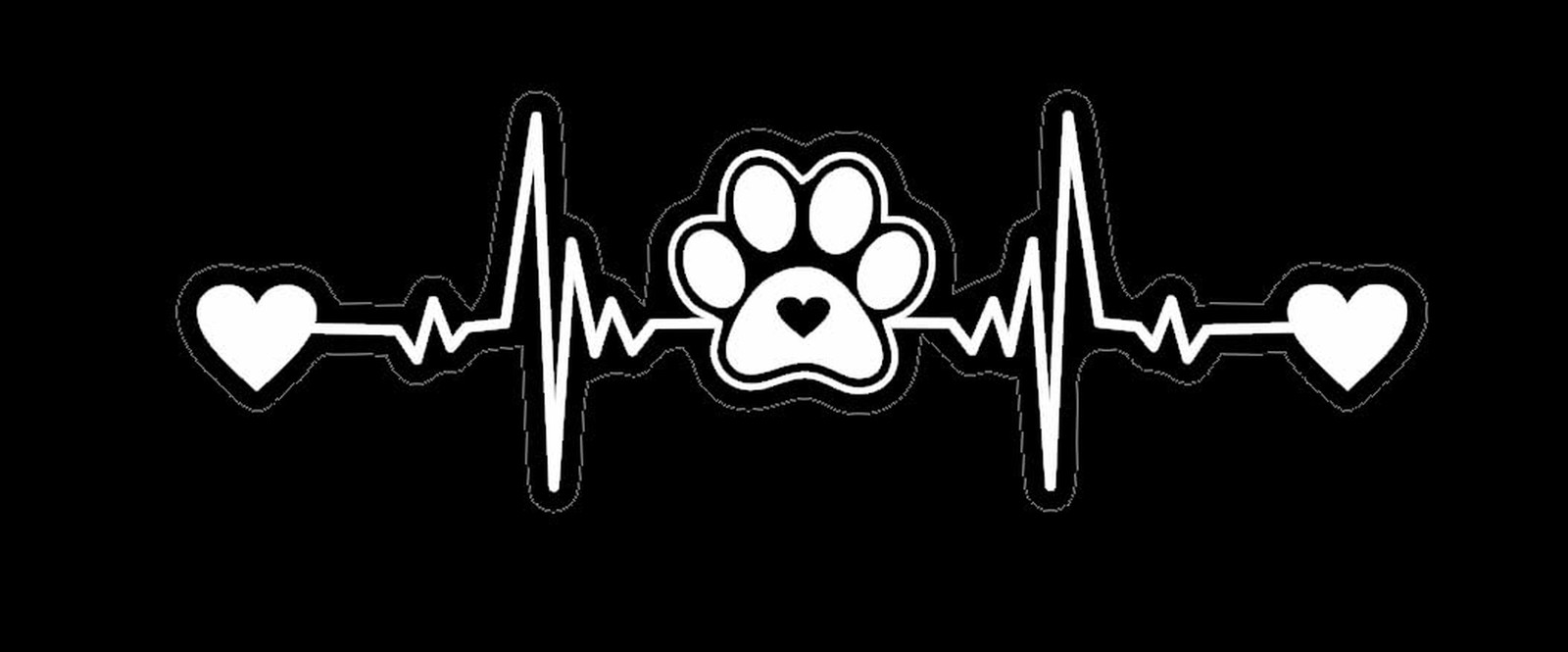 MAKTEM Paw Print Heartbeat Vinyl Car Decal, Heartbeat Pulse Sticker for Pet L…
