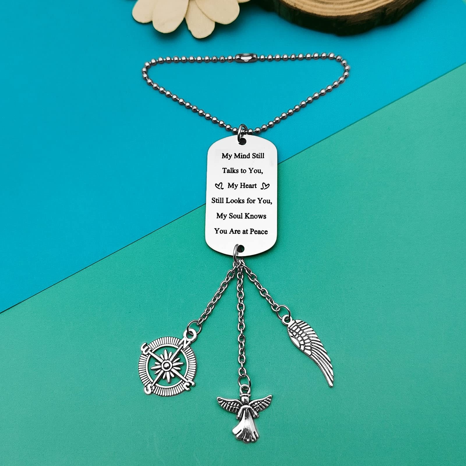 Memorial Rearview Mirror Hanging Ornament Sympathy Gift for Loss of Mother Fa…