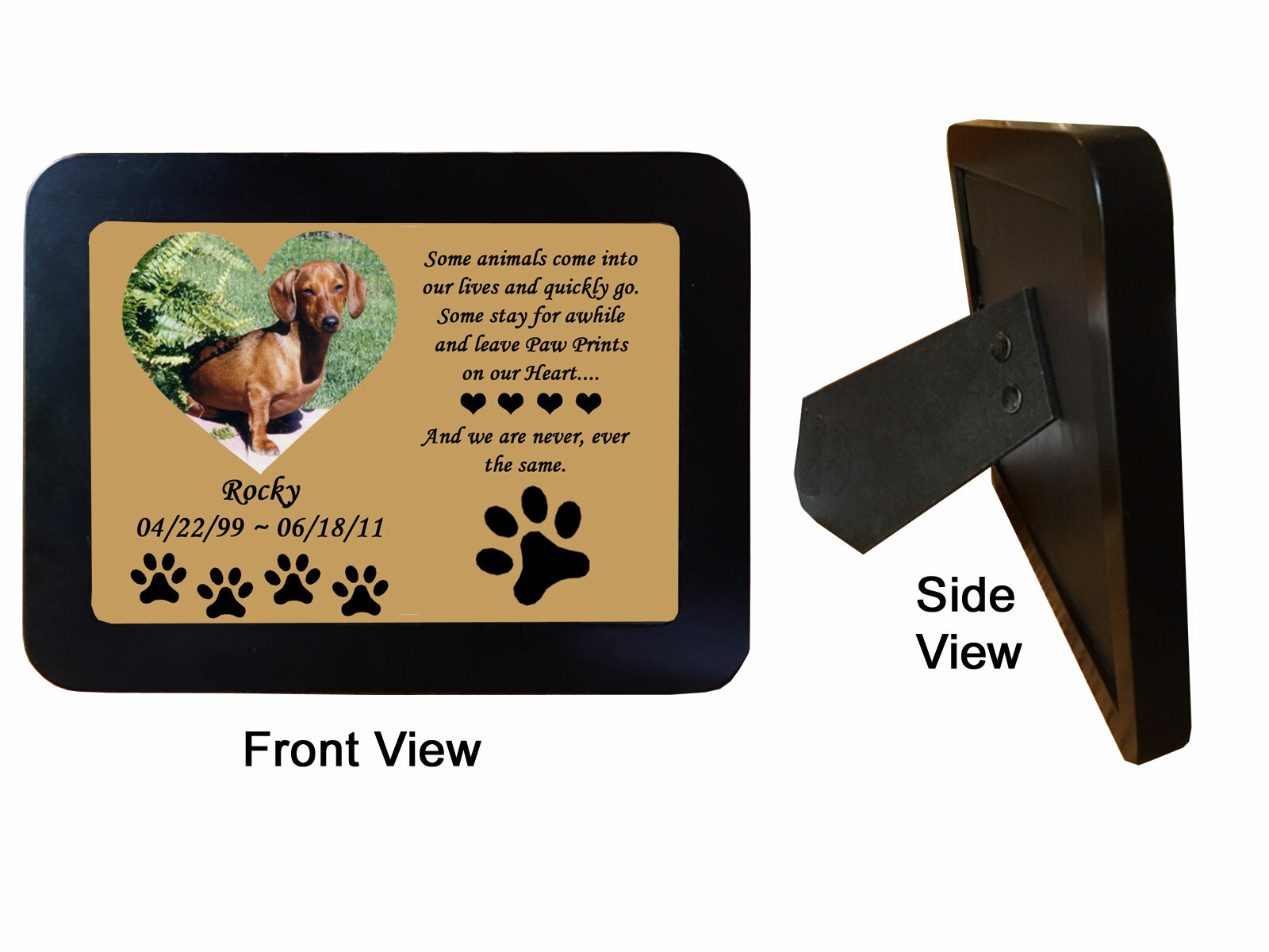 Pet Memorial Frame + Heart Name Plate – Personalized Engraved Dog Cat Any Pet