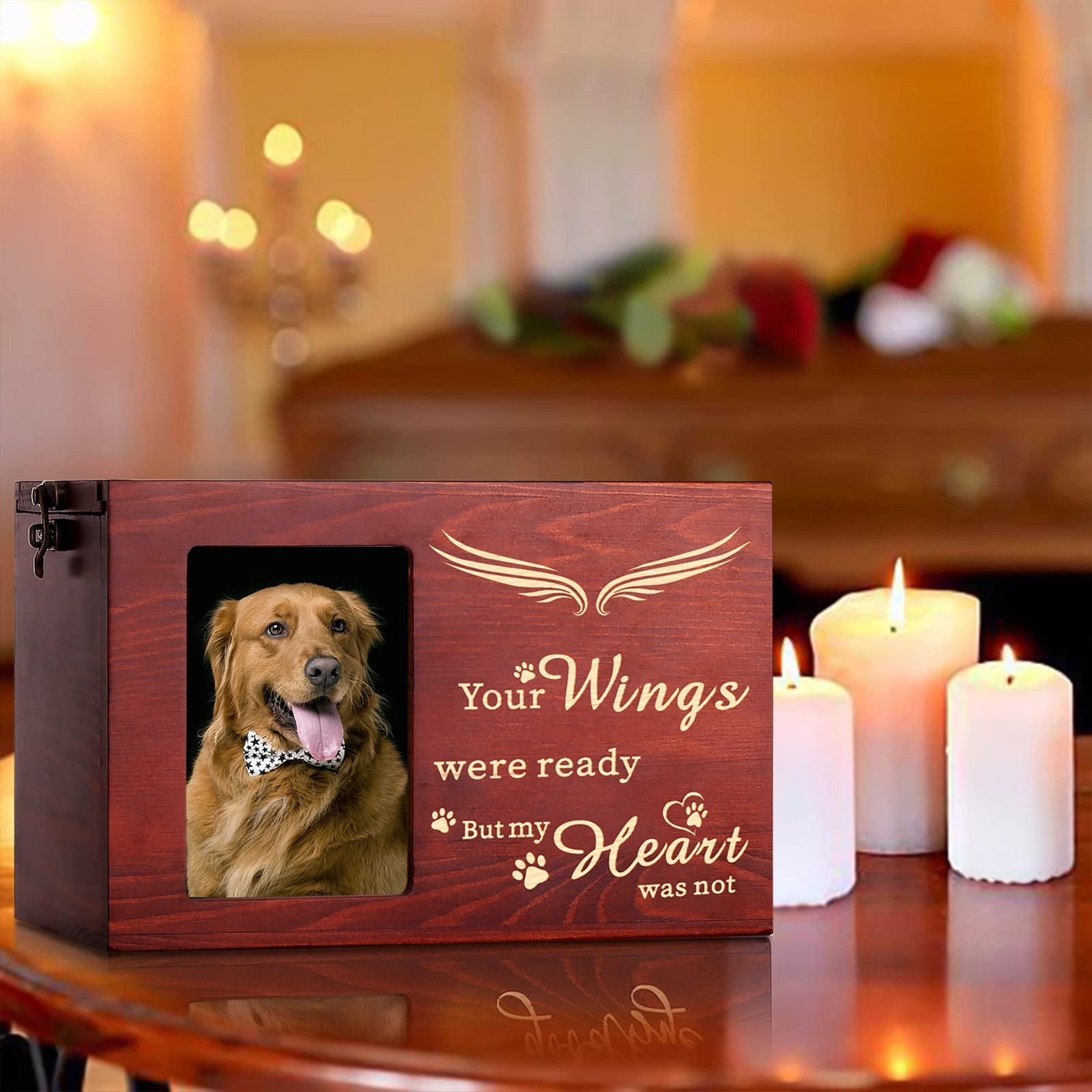 Pet Memorial Urns for Dog or Cat Ashes, Large Wooden Funeral Cremation Urns w…
