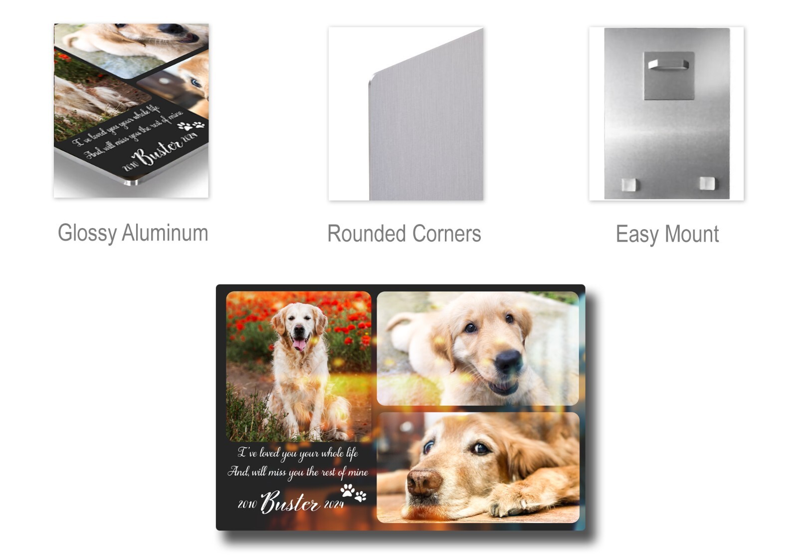 Personalized Pet Memorial Gifts with Photo of your Dog, Cat Custom Metal Print