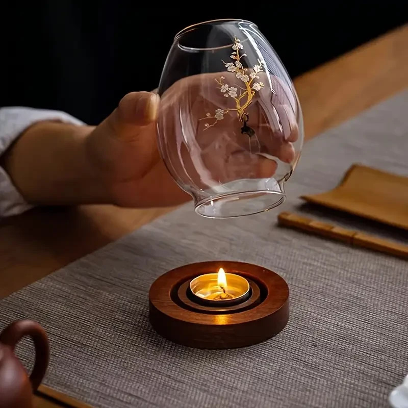 Gentle Light Memorial – Glass Candle Holder with Wooden Base
