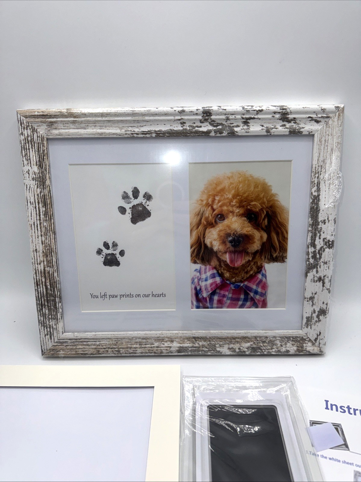 Pet Paw Print Photo Frame with Imprint Kit for Cats and Dogs