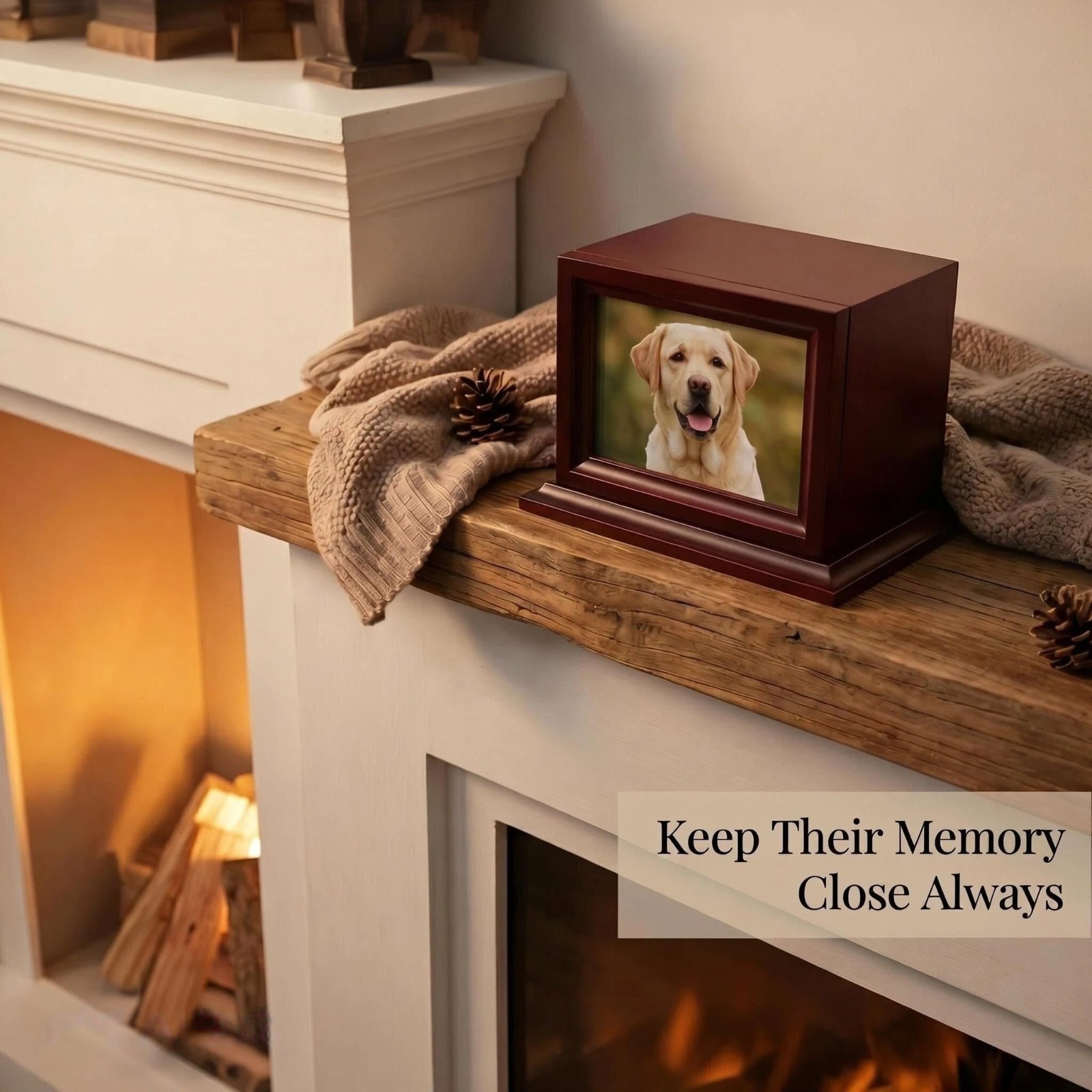 Pet Memorial Keepsake Urn for Small/Medium Dogs & Cats, Photo Box Cremation Urn,