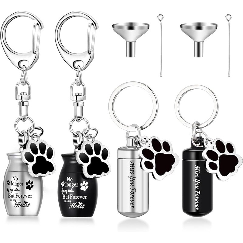 Pet Ashes Keepsake Keychain Paw Print Memorial Jewelry Dogs Cats Durable New