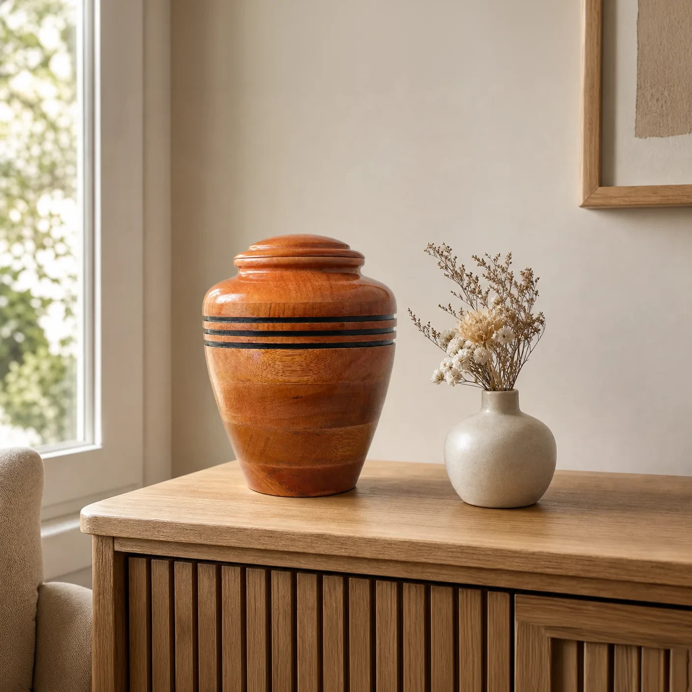 Serene Timber Wooden Cremation Urn – Handcrafted Memorial for Ashes