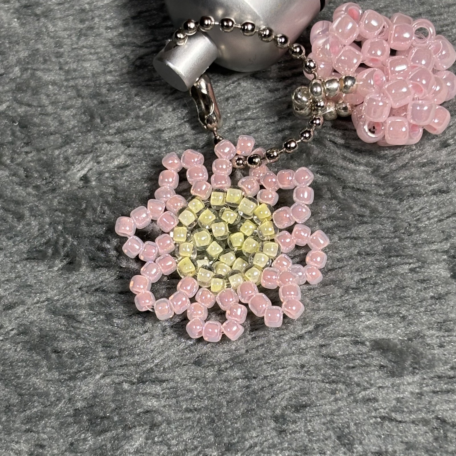 Cremation Ashes Keychain – Cremation Keepsake(pink flowers and pink heart)