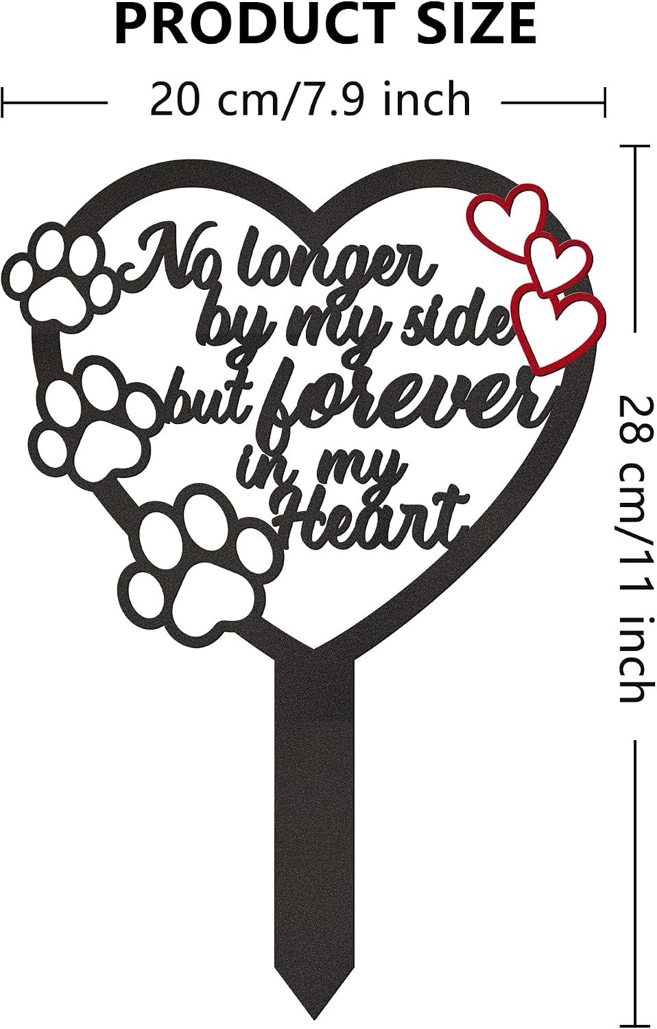 Durable Metal Pet Memorial Plaque – Heart and Paw Design for Graveside Tribute