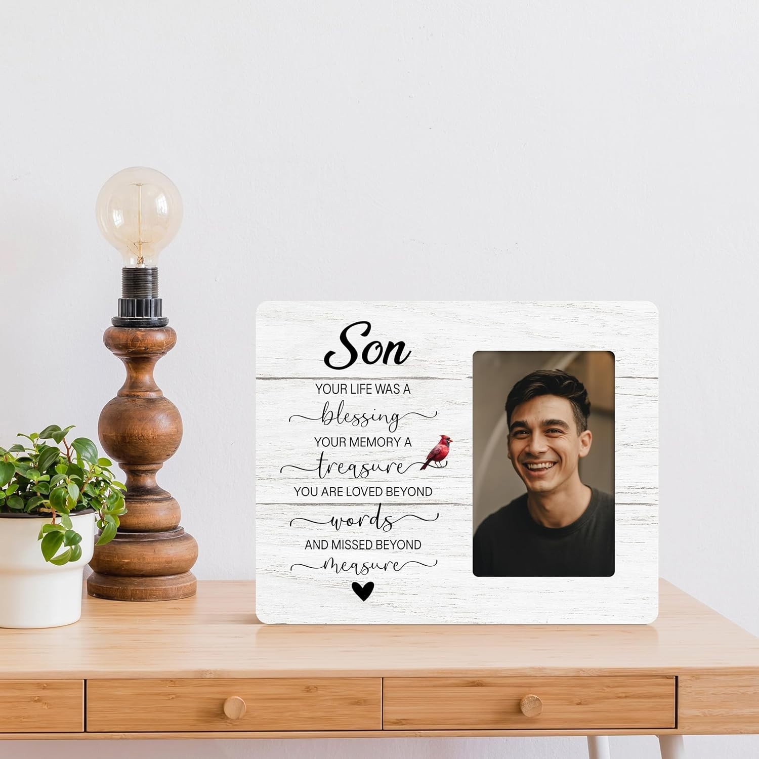 Memorial Picture Frame Gifts for Loss of Son In Loving Memory Frame 4x6in Photo