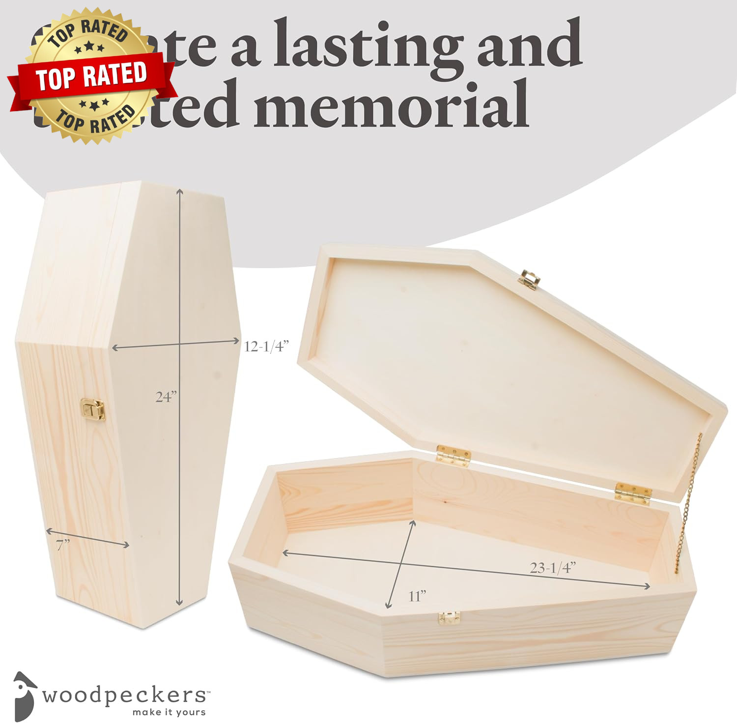 Pet Casket, Wooden Pet Burial Box, 24″ Loving Dog Memorial, Strong and Safe Pet
