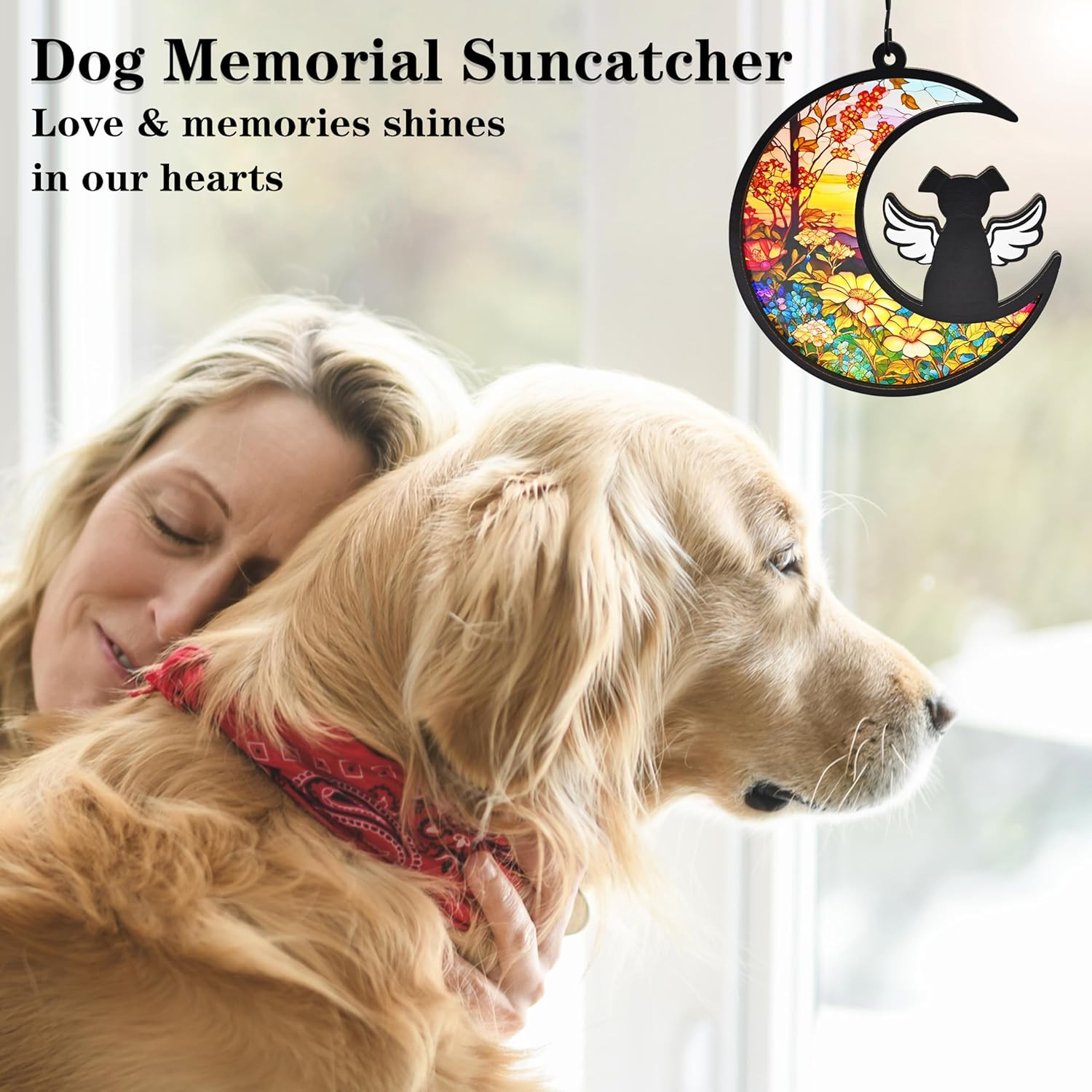 DIY Dog Memorial Gifts for Loss of Dog, 2-Layer Dog Angel Memorial Suncatcher wi