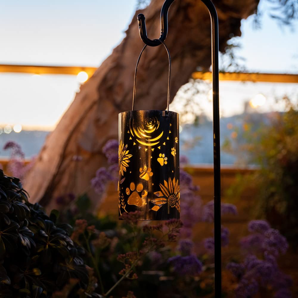 Pet Memorial Gifts – Artisan Shadow Solar Lantern ‘Sunflowers & Paws’ – This …