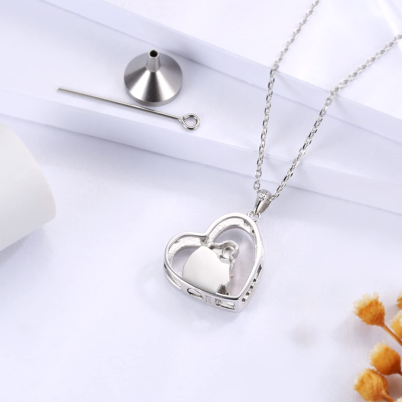 Apotie Sterling Silver Dog Urn Necklace For Pet – Pet Fur Cremation Memorial