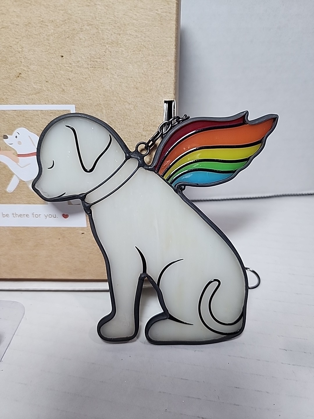 Stained Glass Dog Memorial Gift Loss of Dog Rainbow Bridge Pet Memorial Wings