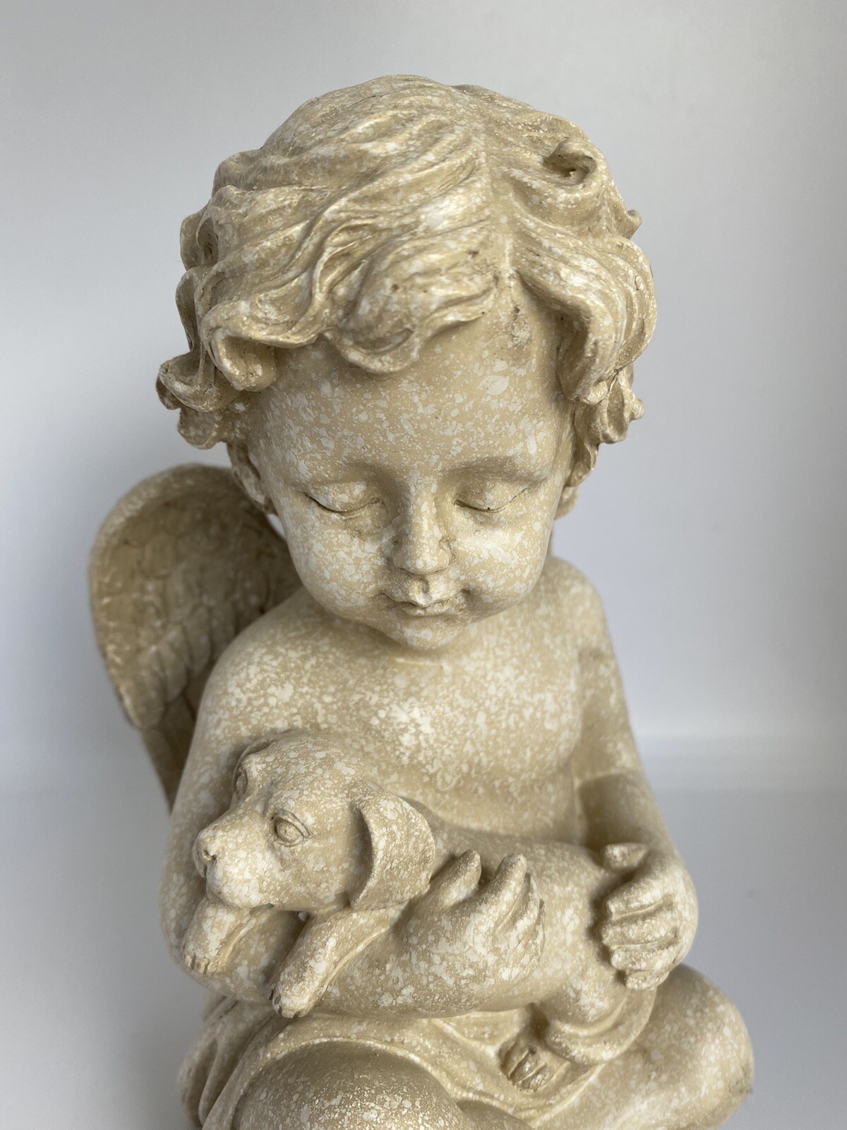 DOG MEMORIAL STATUE DOG PUPPY WITH WINGS PLAQUE ORNAMENT