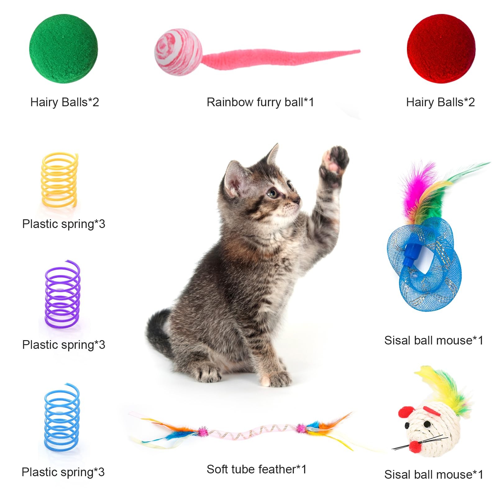 FITWOWFIT Interactive Cat Toy for Indoor Cats K, Feather, Track Ball, Automatic