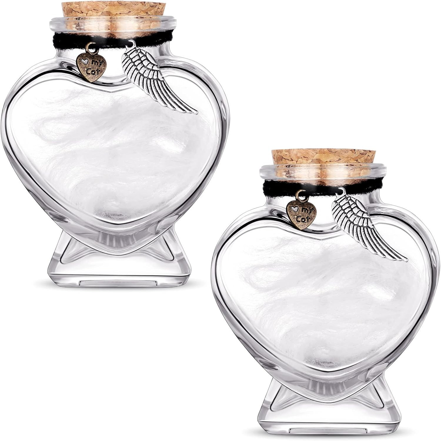 Eaasty 2 Sets Memorial Bottle for Pet Hair, Pet Fur Keepsake Fur Memorial, Clear