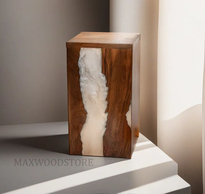 Wooden Urn Box-Urn Box-Rosewood and White Resin Design Urn Box For Human Ashes