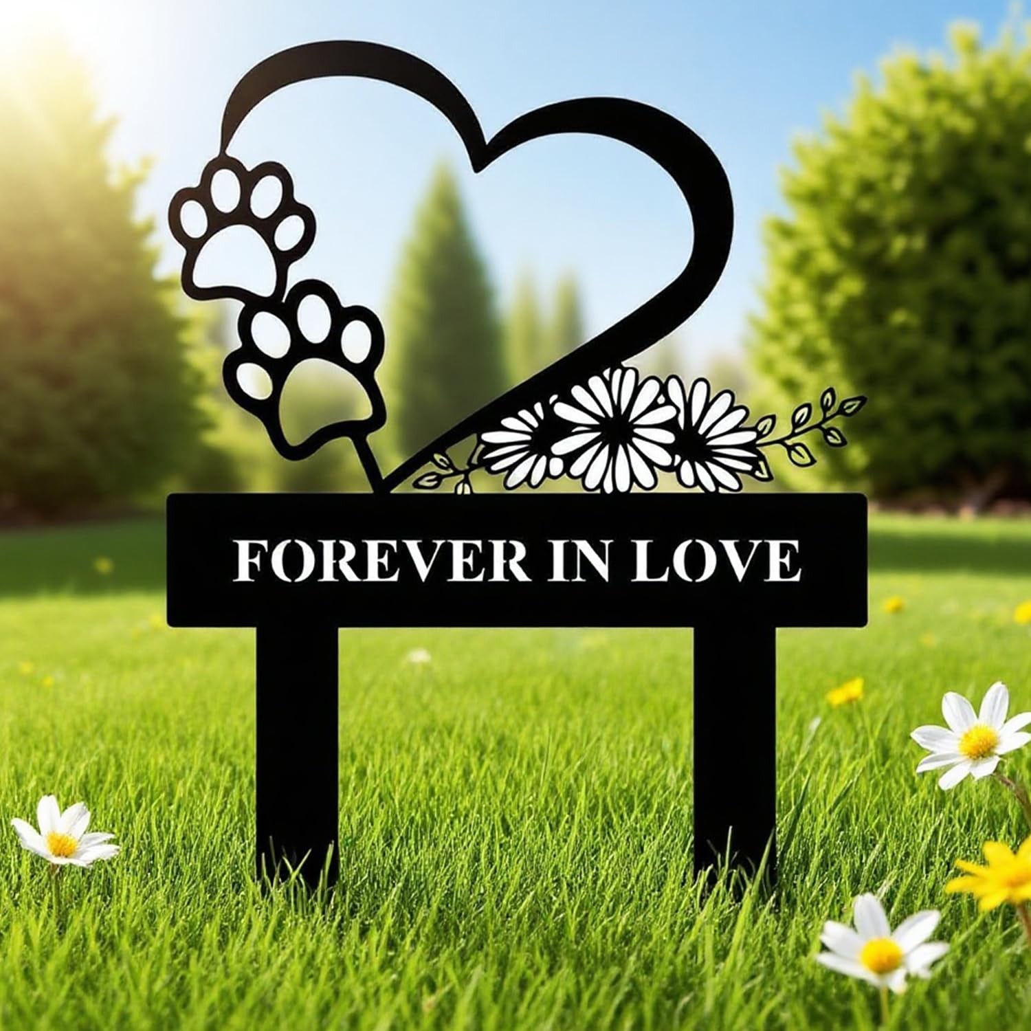 Pet Memorial Garden Stake for Dog or Cat – Weatherproof Metal Grave Marker, D…