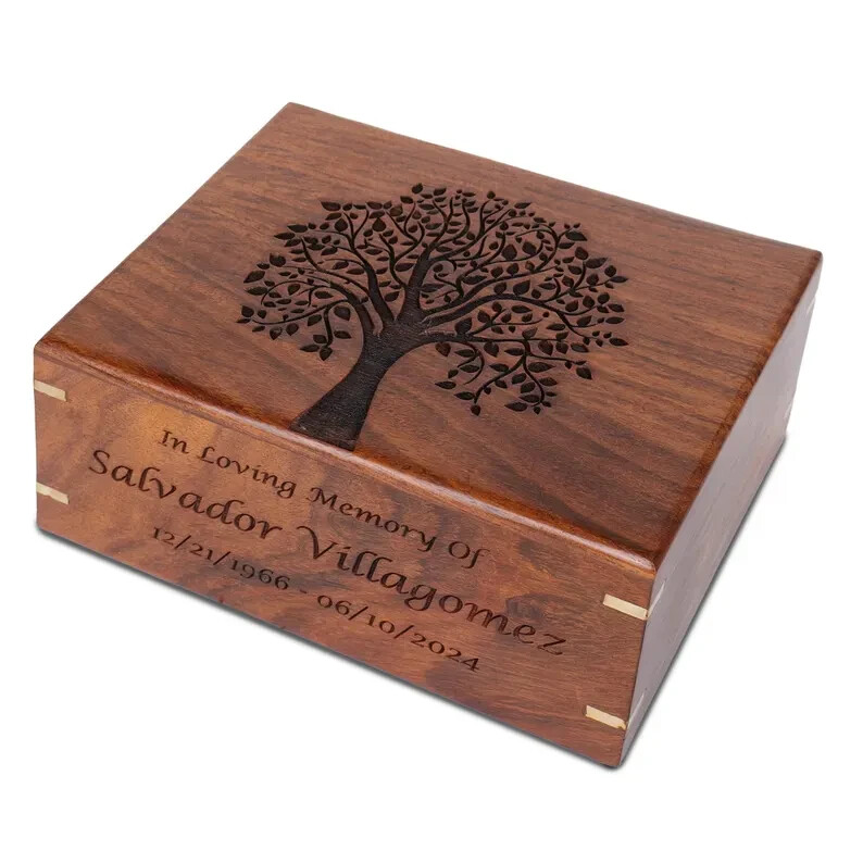 Rosewood Urns Hand Carved Tree Of Life Funeral Cremation Adult Ashes Urns Brown