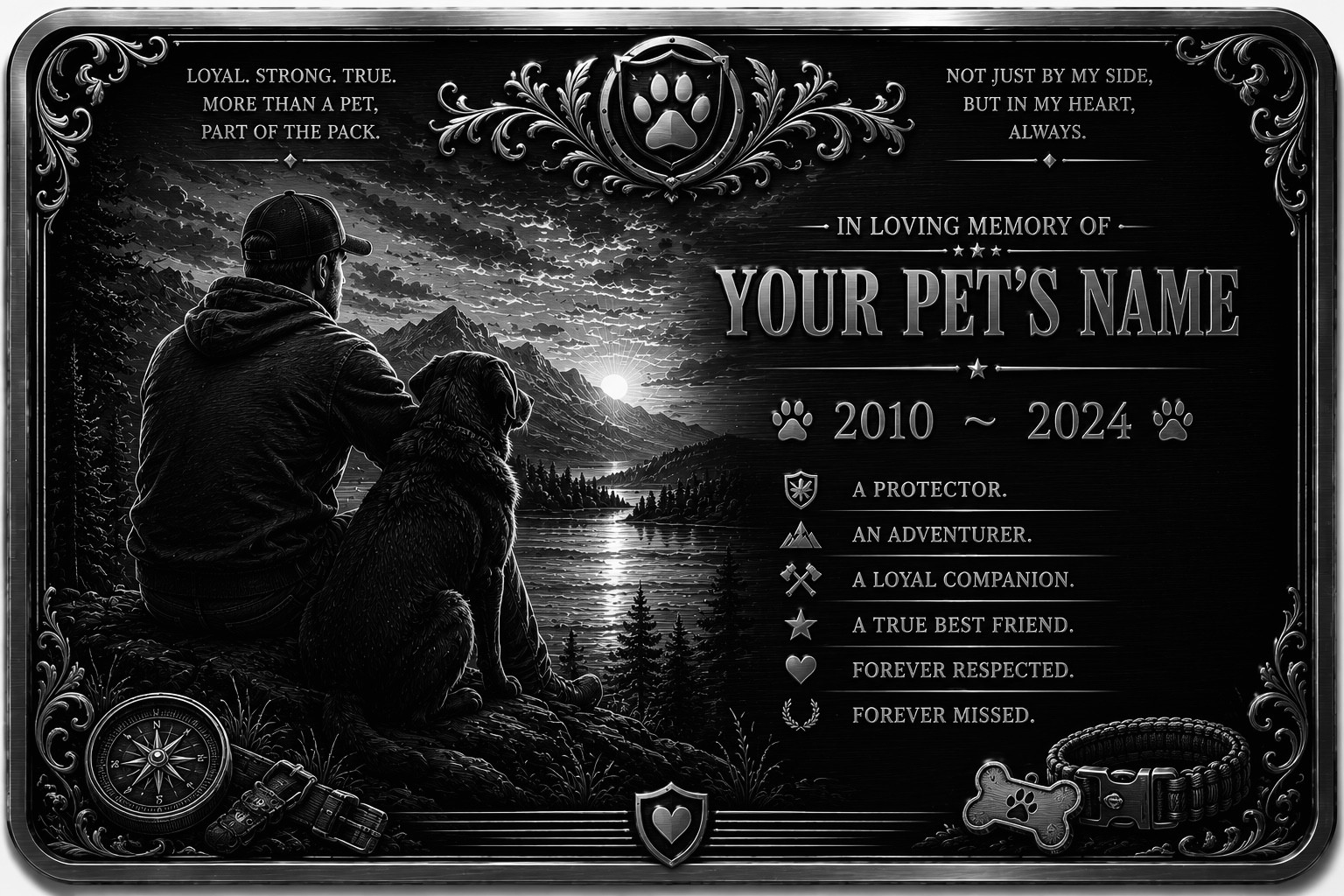 Personalised Pet Memorial Plaque Custom Photo Engraved Aluminium Dog Cat Horse
