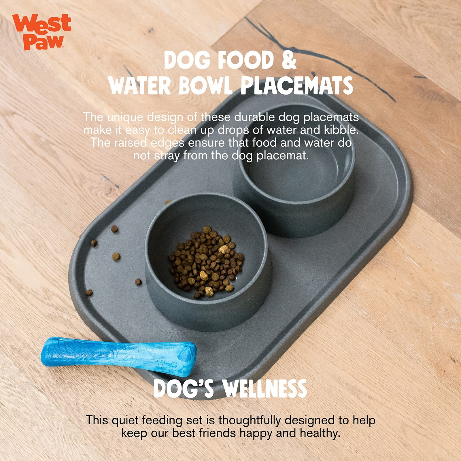 West Paw Seaflex Doggie Placemat – Less Mess Placemats for Dogs, Cats, Pet
