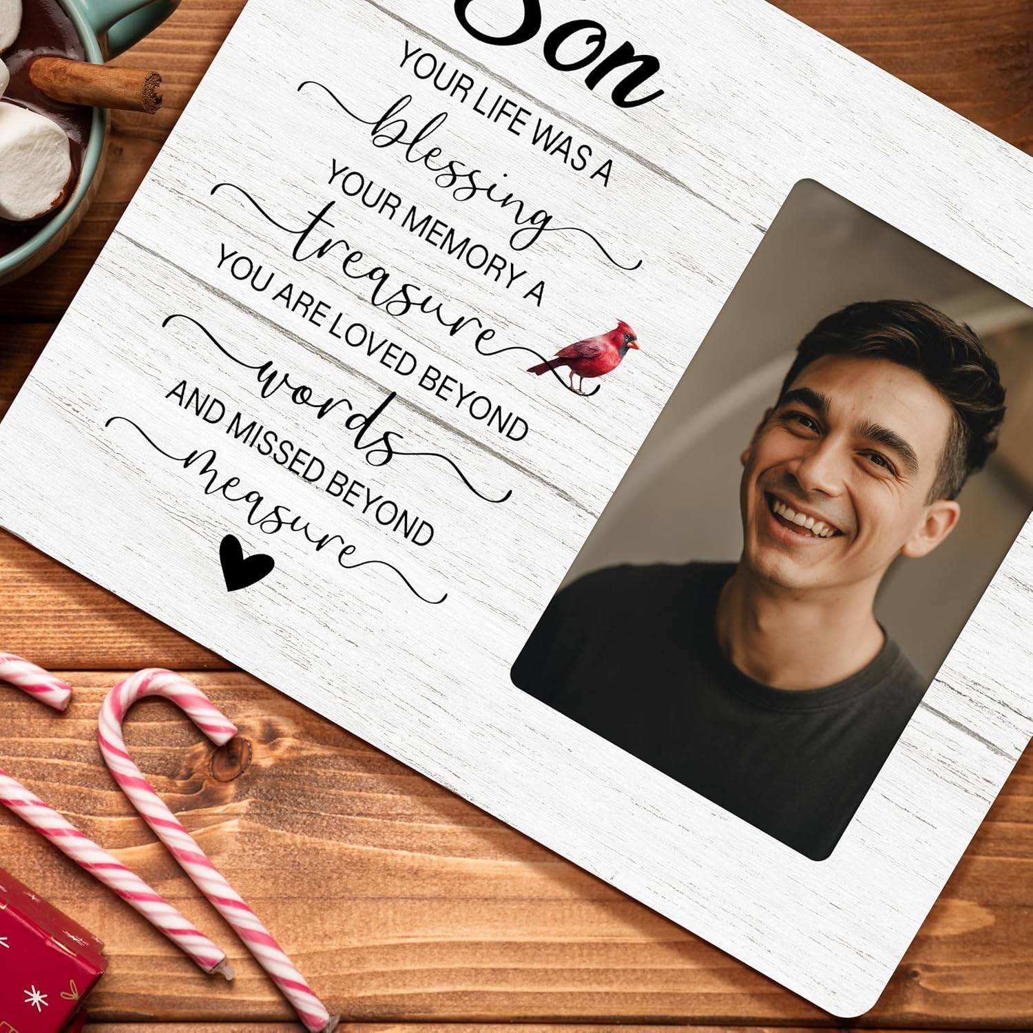 Memorial Picture Frame Gifts for Loss of Son In Loving Memory Frame 4x6in Photo