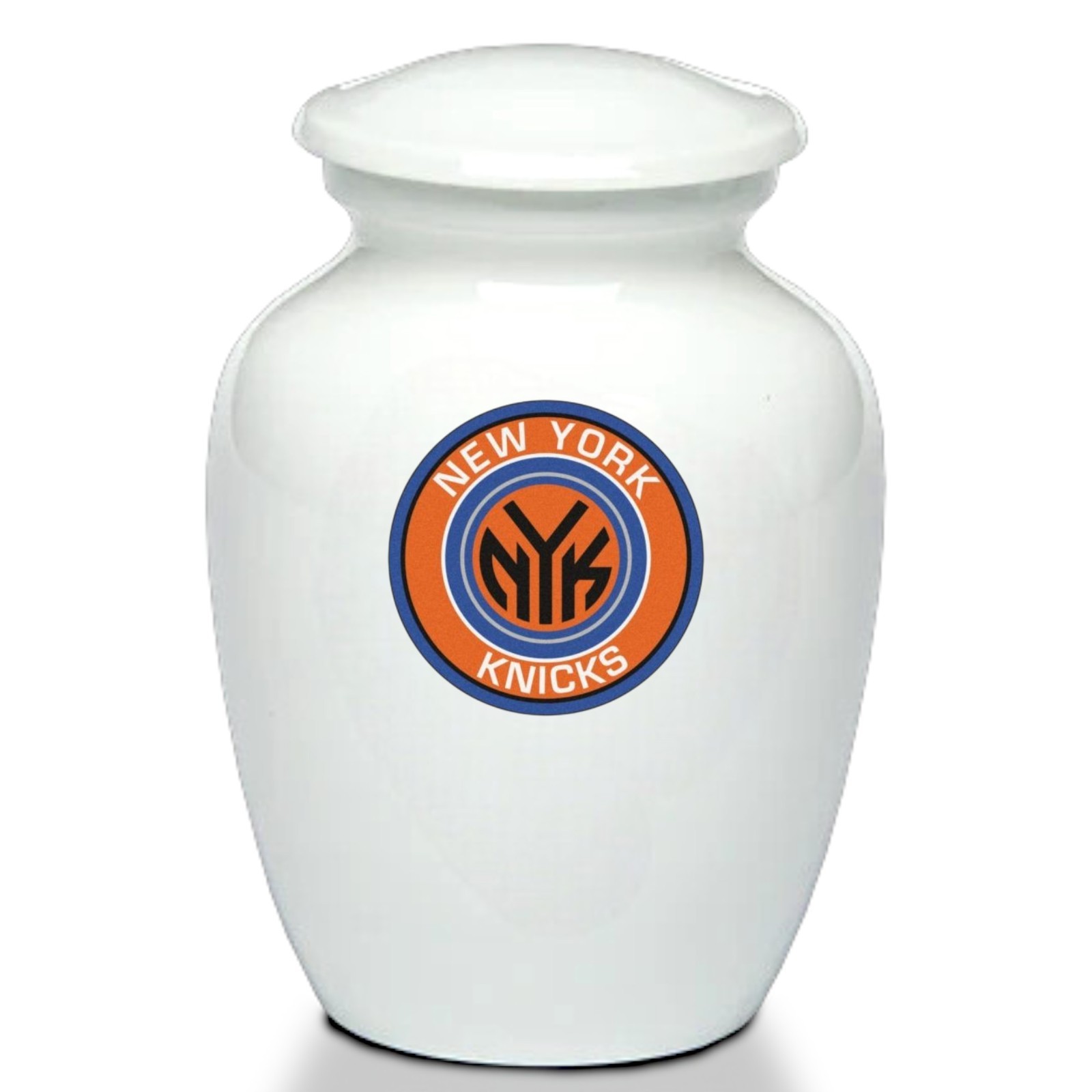 New York Knicks Basketball Style Cremation Urn Adult Ashes White Metal 8 In Urns
