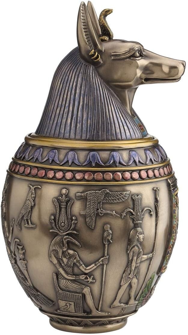 Rare Egyptian Anubis Dog Memorial Urn Canopic Jar Sculpture**WELL MADE