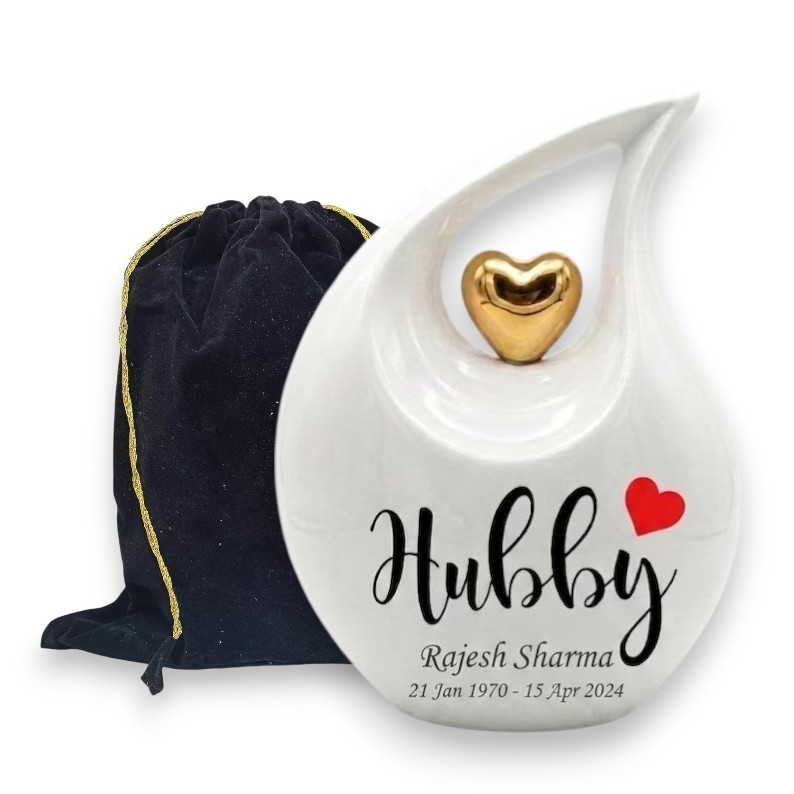 Personalized “Hubby” Teardrop Aluminum Cremation Urn Adult Human Ashes Urns