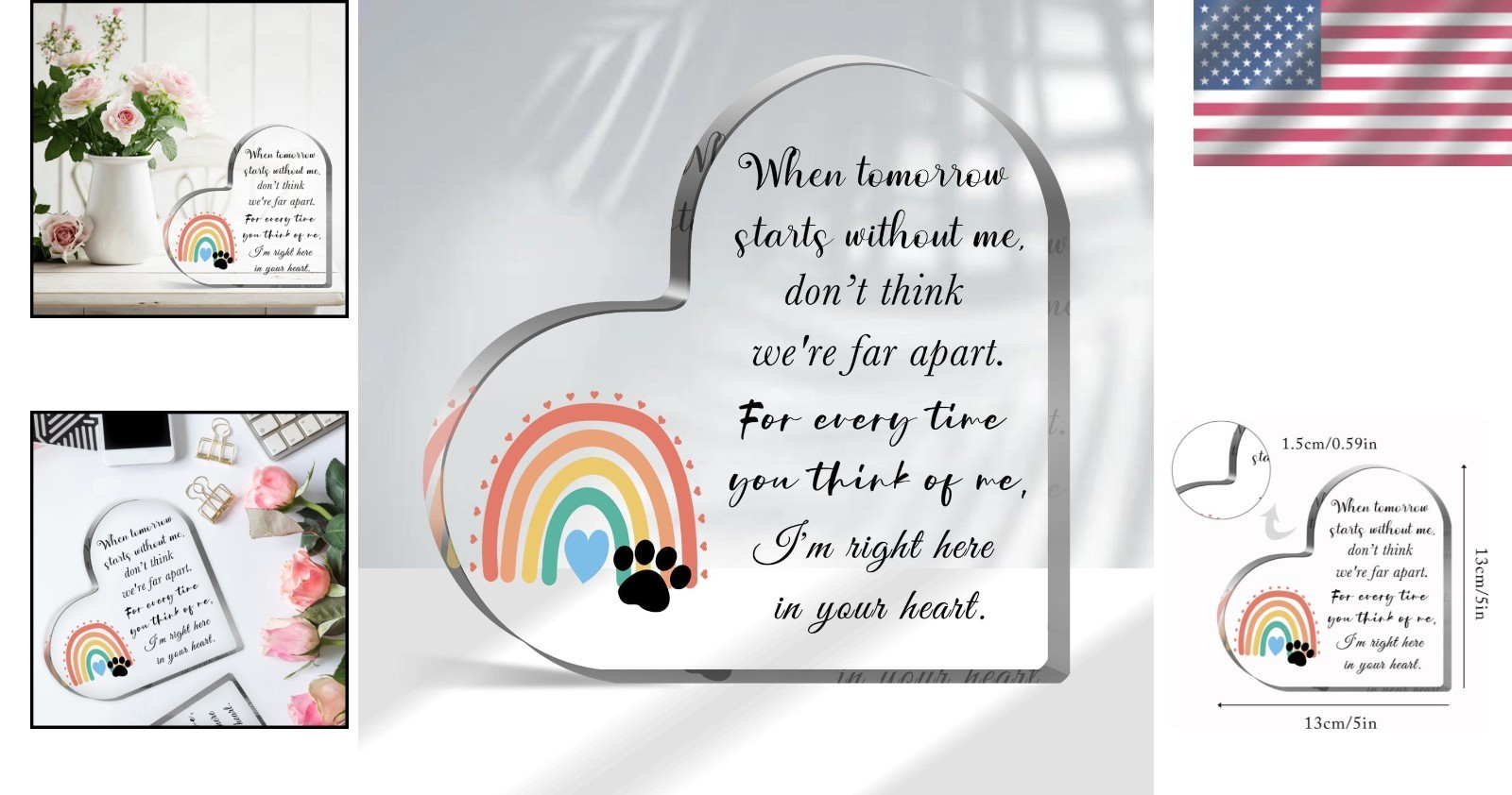 Bereavement Gift for Loss of Dog/Cat – Acrylic Heart