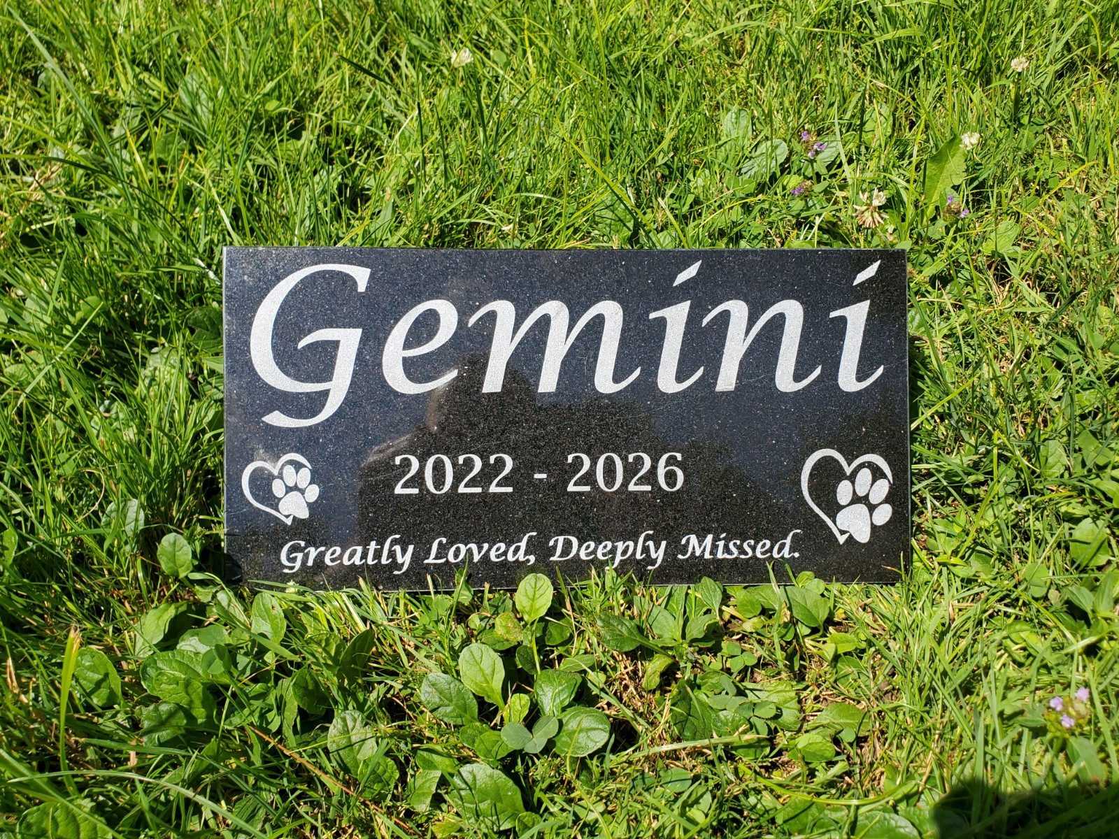 Grave Marker Headstone Garden Pet Loss Memorial Burial Stone Granite Plaque t26