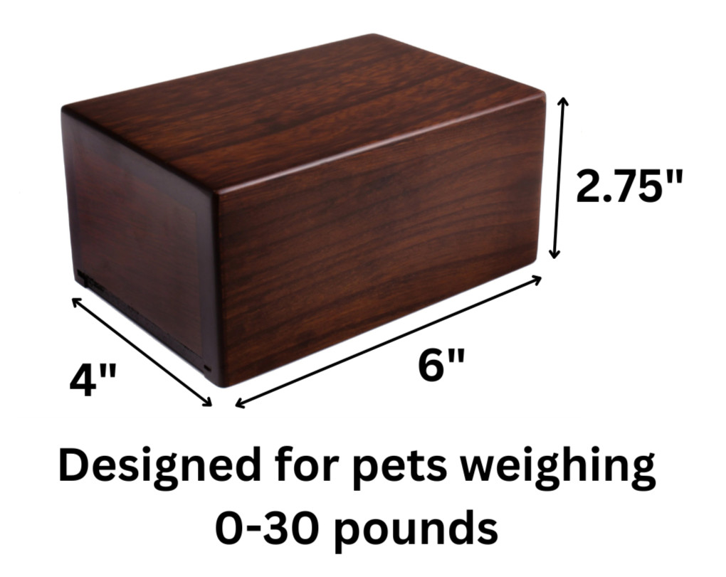 Beautiful Paulownia Wood Personalized Urn with Black Pug Figurine