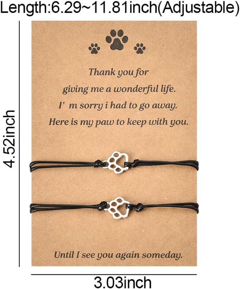 Memorial Gifts Bracelet for Pet Loss of Dog Sympathy Gift Paw Print Friendship B