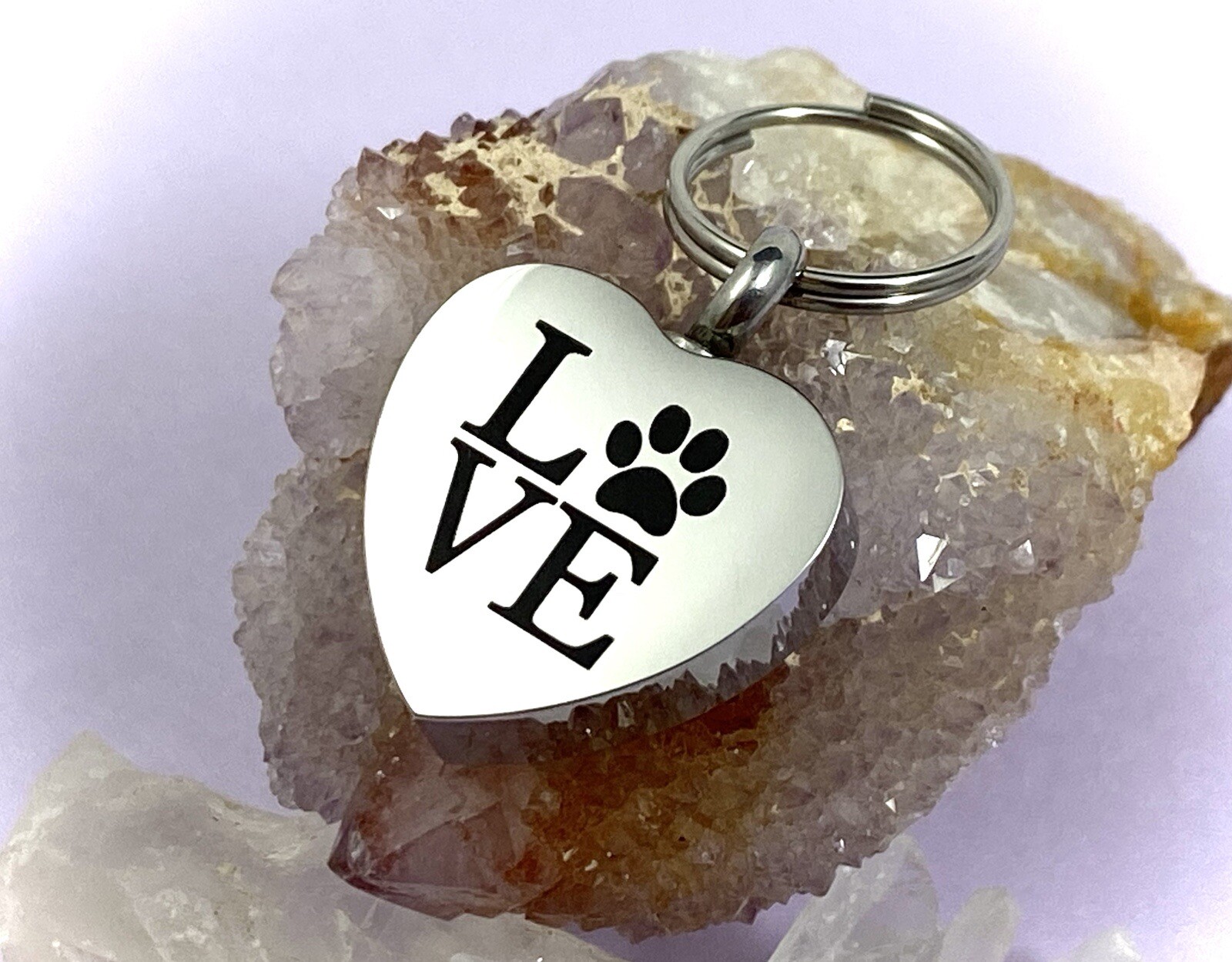 Pet Cremation Necklace Pendant Urn Paw Print LOVE Dog Cat In My Heart Rescued