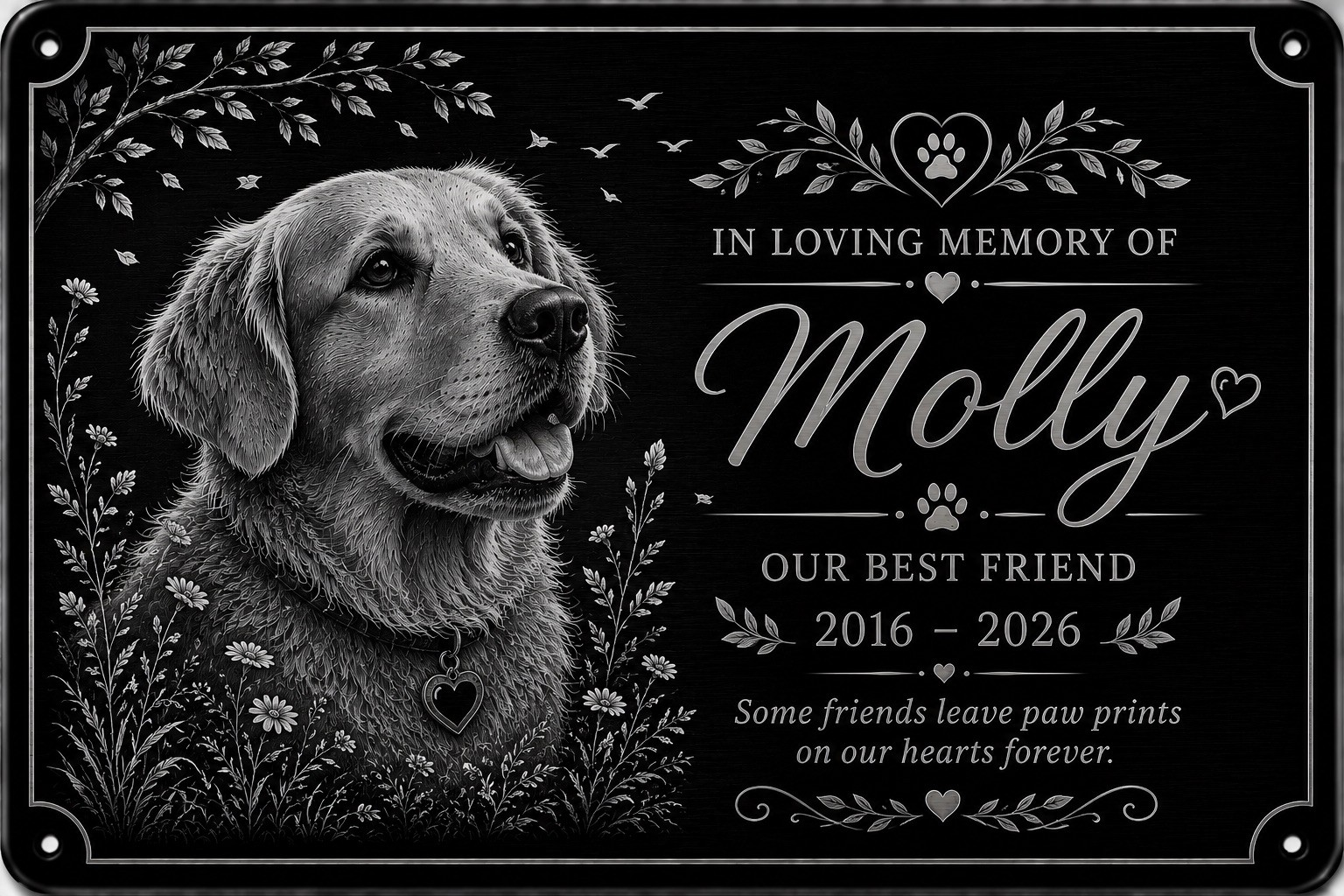 Personalised Pet Memorial Plaque Custom Photo Engraved Aluminium Dog Cat Horse