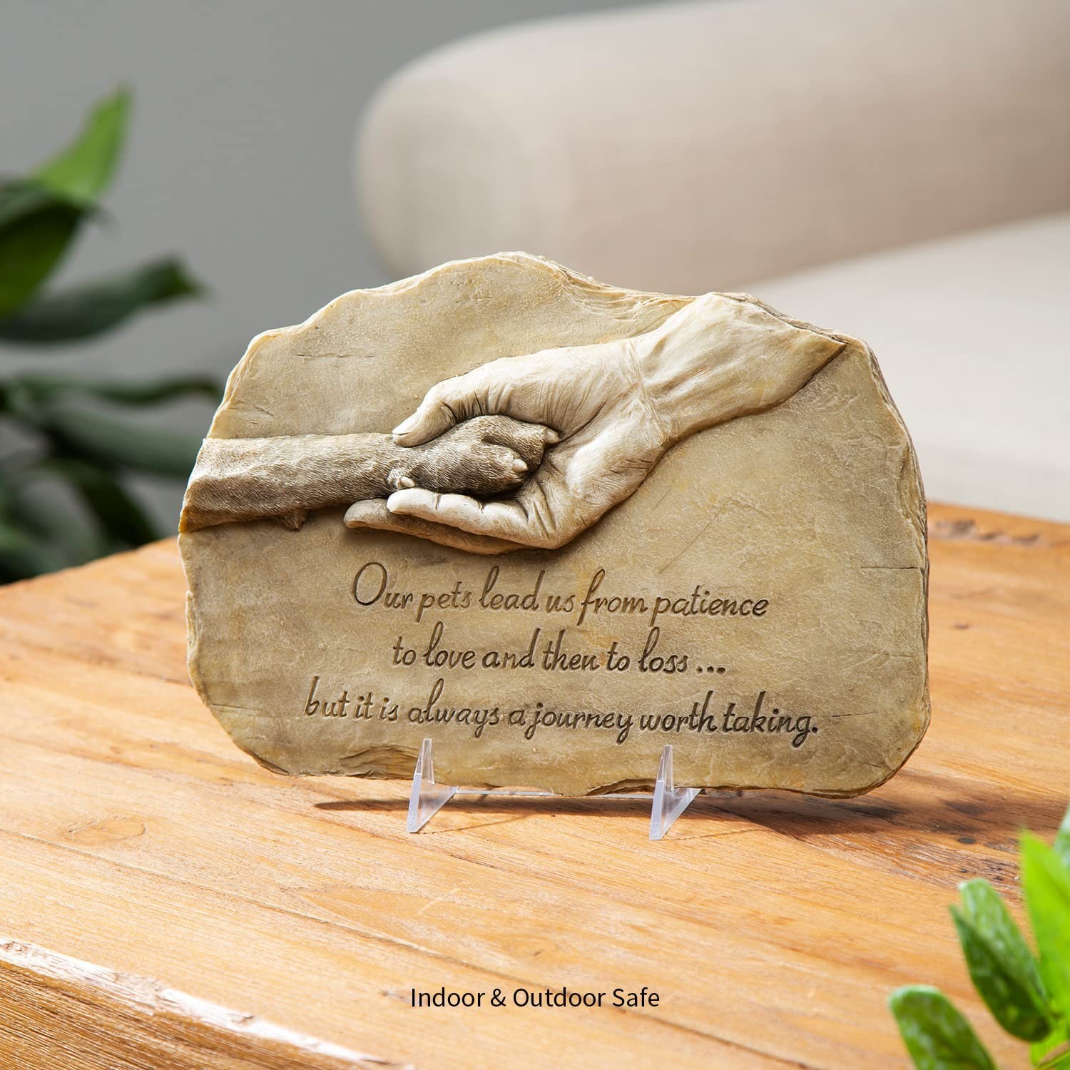 Evergreen Garden Dog Paw in Hand Devotion Painted Polystone Stepping Stone – …