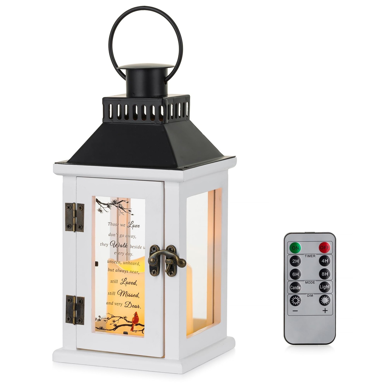 White Memorial Lantern with LED Candle – Sympathy Gifts for Loss of Loved One…