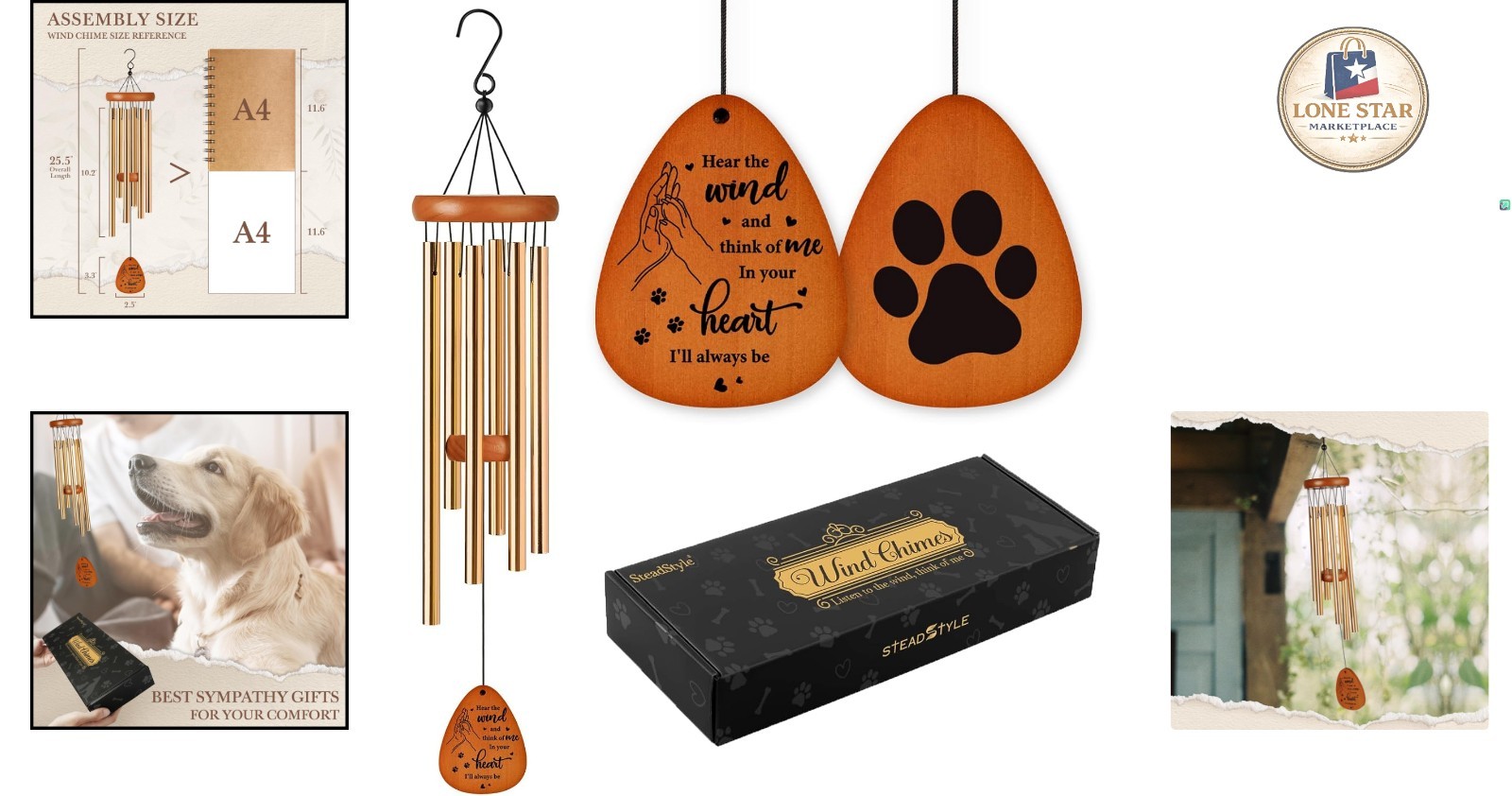 Beautifully Crafted Wind Chime for Pet Loss – 25.5” Aluminum & Wood Tribute