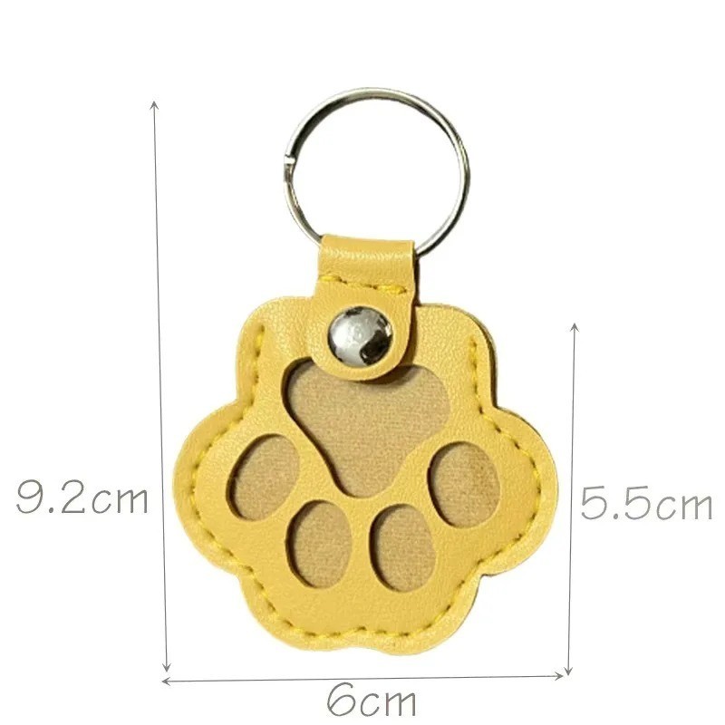 Pets Hair Memorial Keepsake Keychain PU Leather Dog Cat Storage Pouch Bag Charm