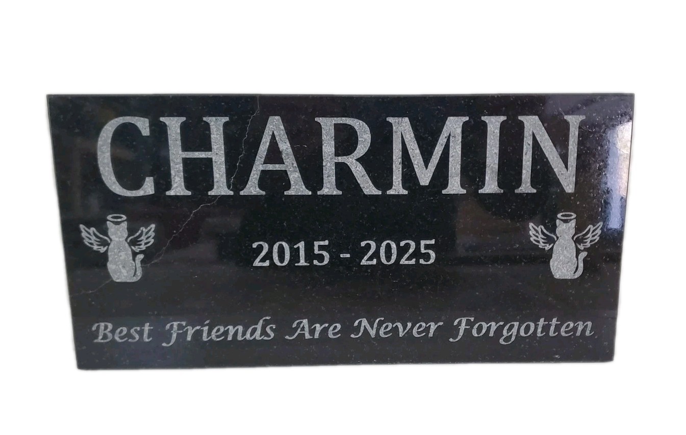 Cat Pet Memorial Granite Stone Engraved Grave Marker Headstone Garden Plaque t8