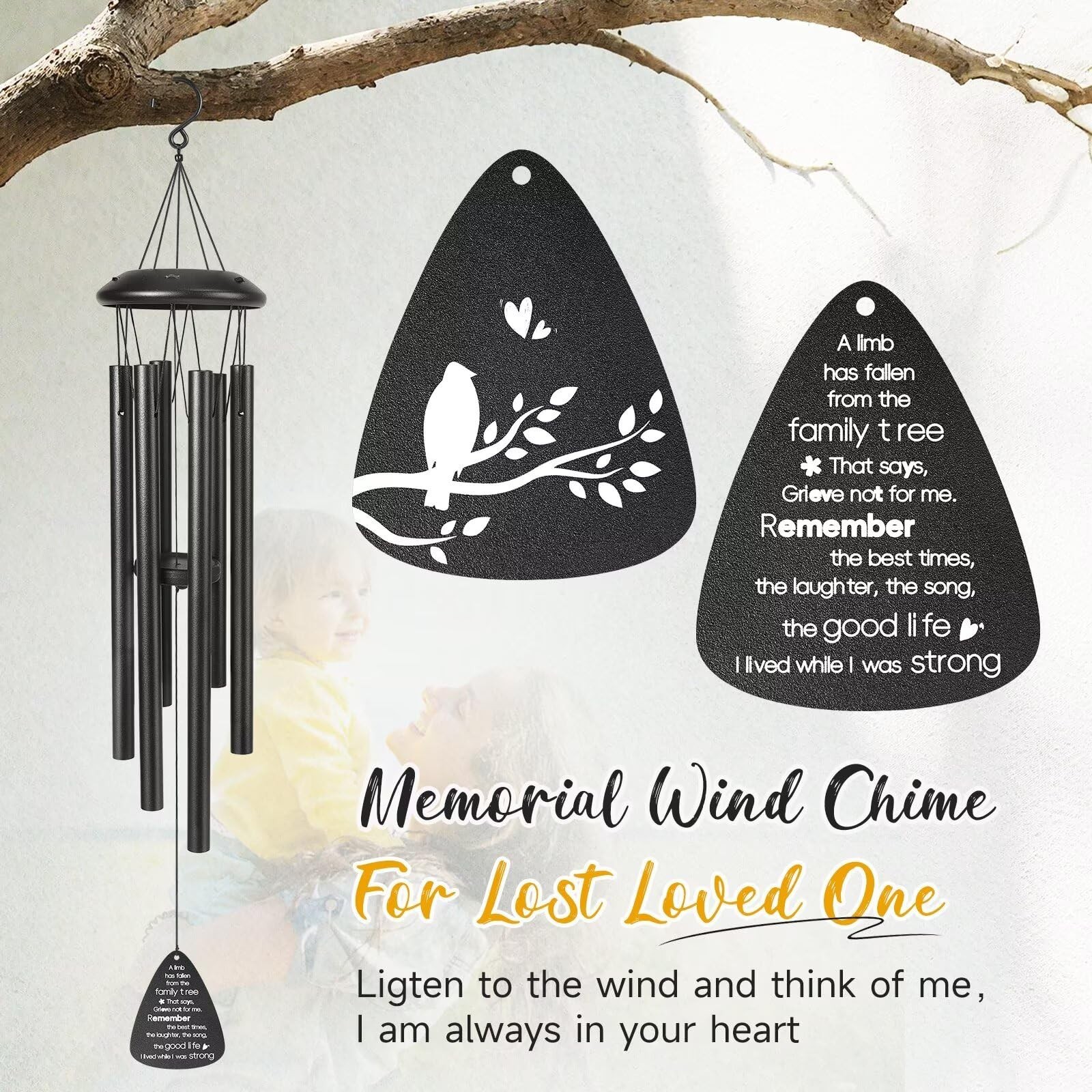 Memorial Gifts for Loss of Loved one, 25”Memorial Wind Chimes of Sympathy Gi…