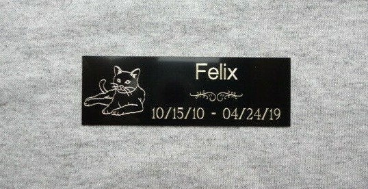 1×3 Custom Engraved Cat Memorial, Black Brass Plate Plaque, Pet