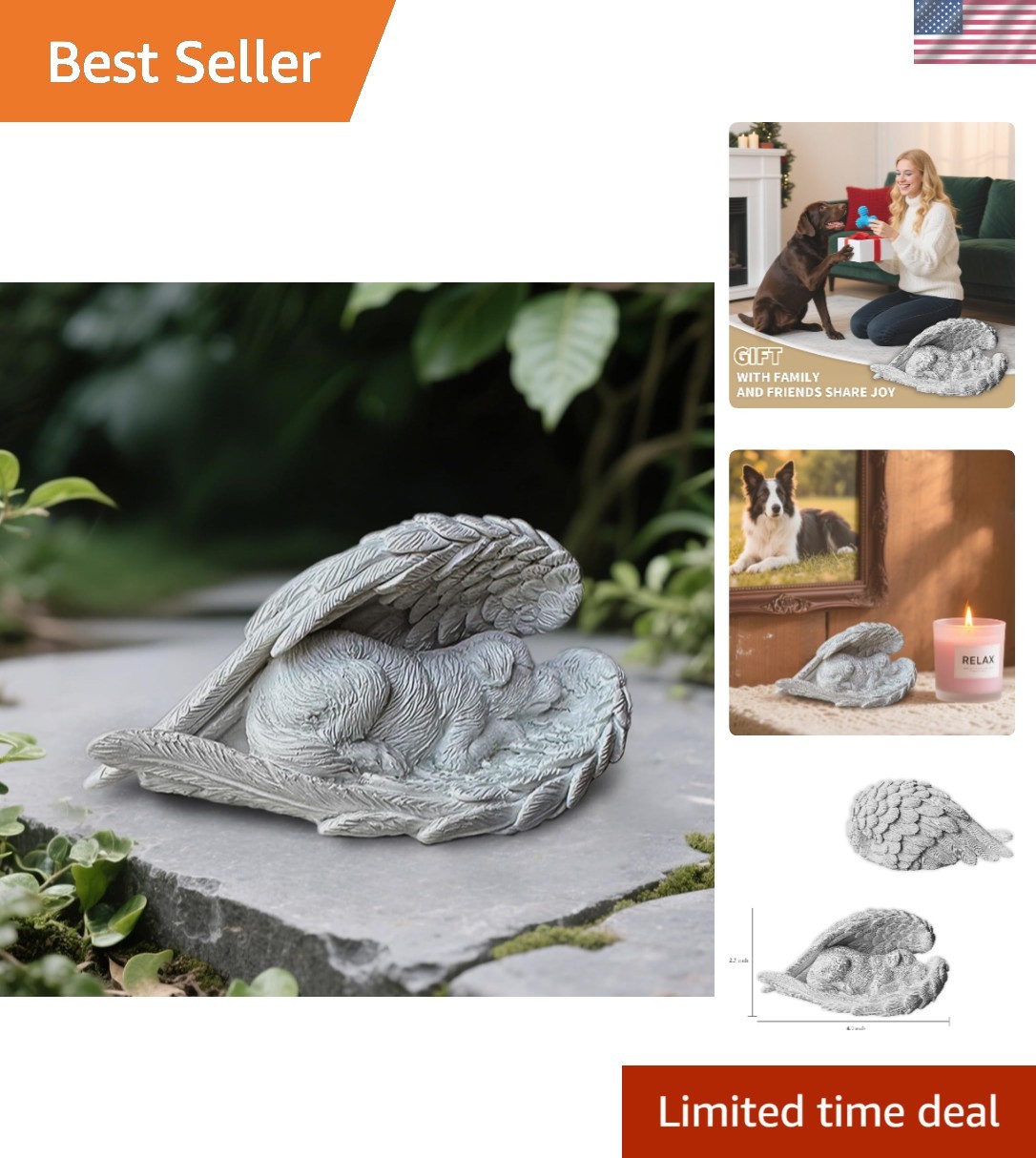 Dog Memorial Gifts for Loss of Dog Resin Pet Memorial Statue Guardian Angel
