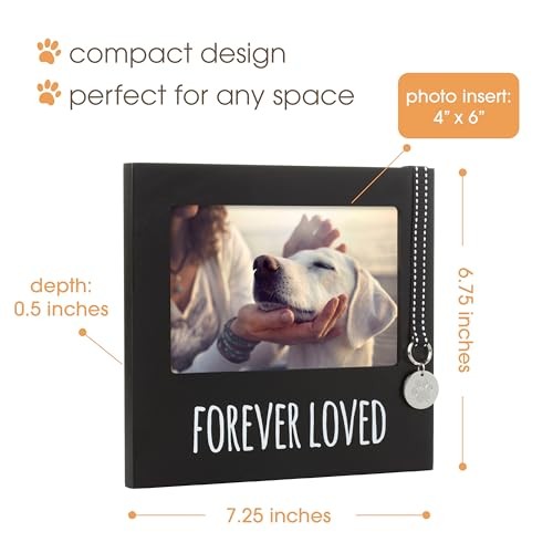 Pearhead Pet Memorial Picture Frame Forever Loved Dog Remembrance Keepsake Black