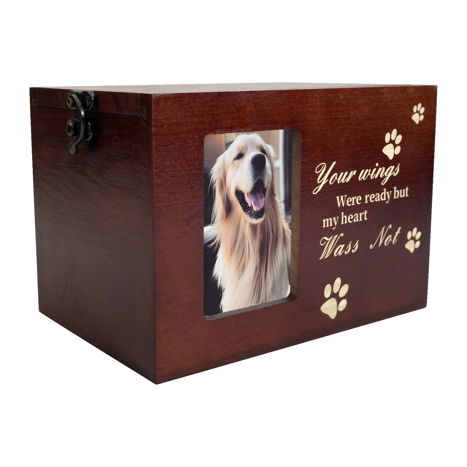 Large Wooden Pet Memorial Urns for Dogs and Cats Ashes with Photo Frame