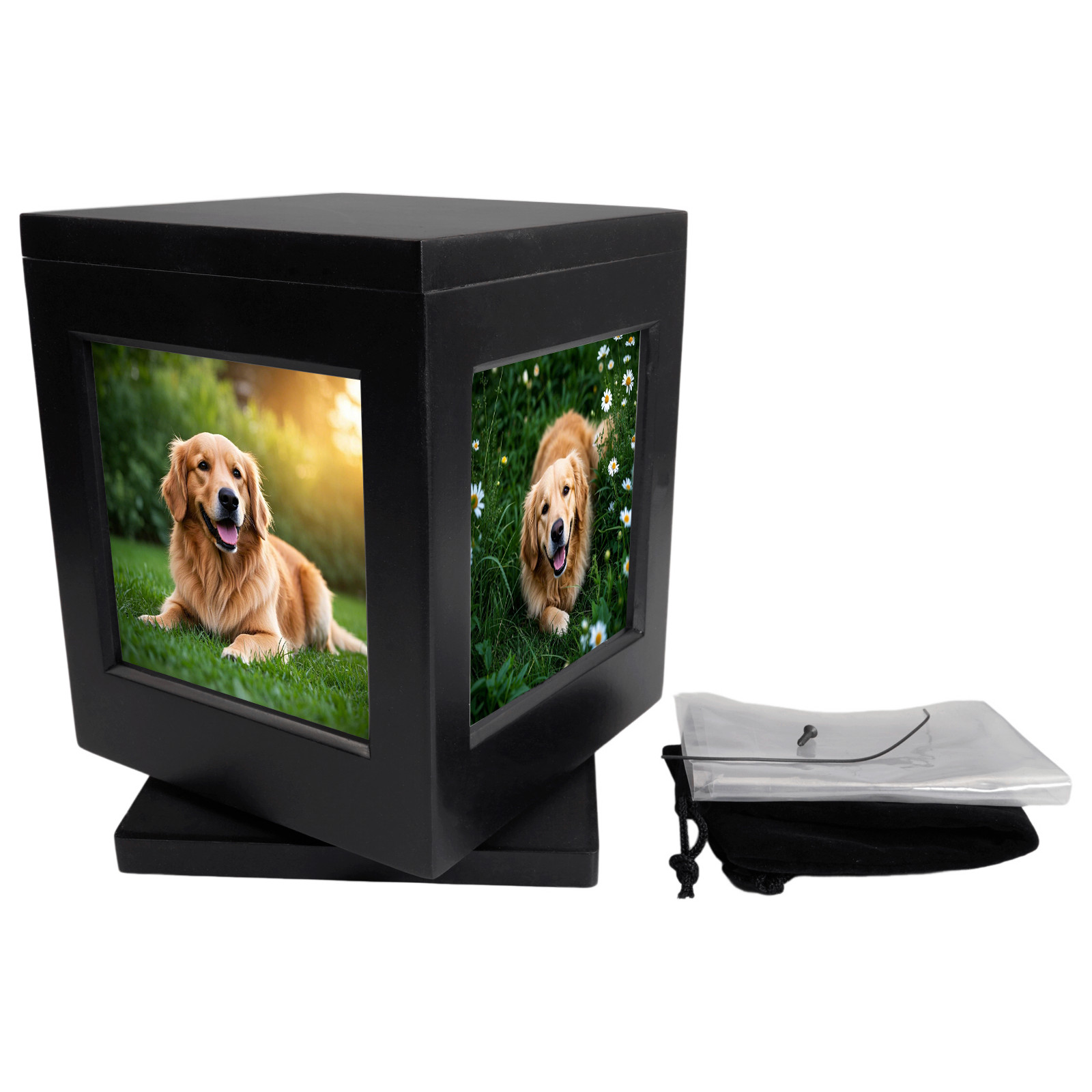 360° Solid Wood Picture Frame Urn With Claw Print Kit For Dogs & Cats 5.7*5.7in